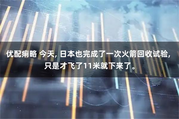 优配痢略 今天, 日本也完成了一次火箭回收试验, 只是才飞了11米就下来了。